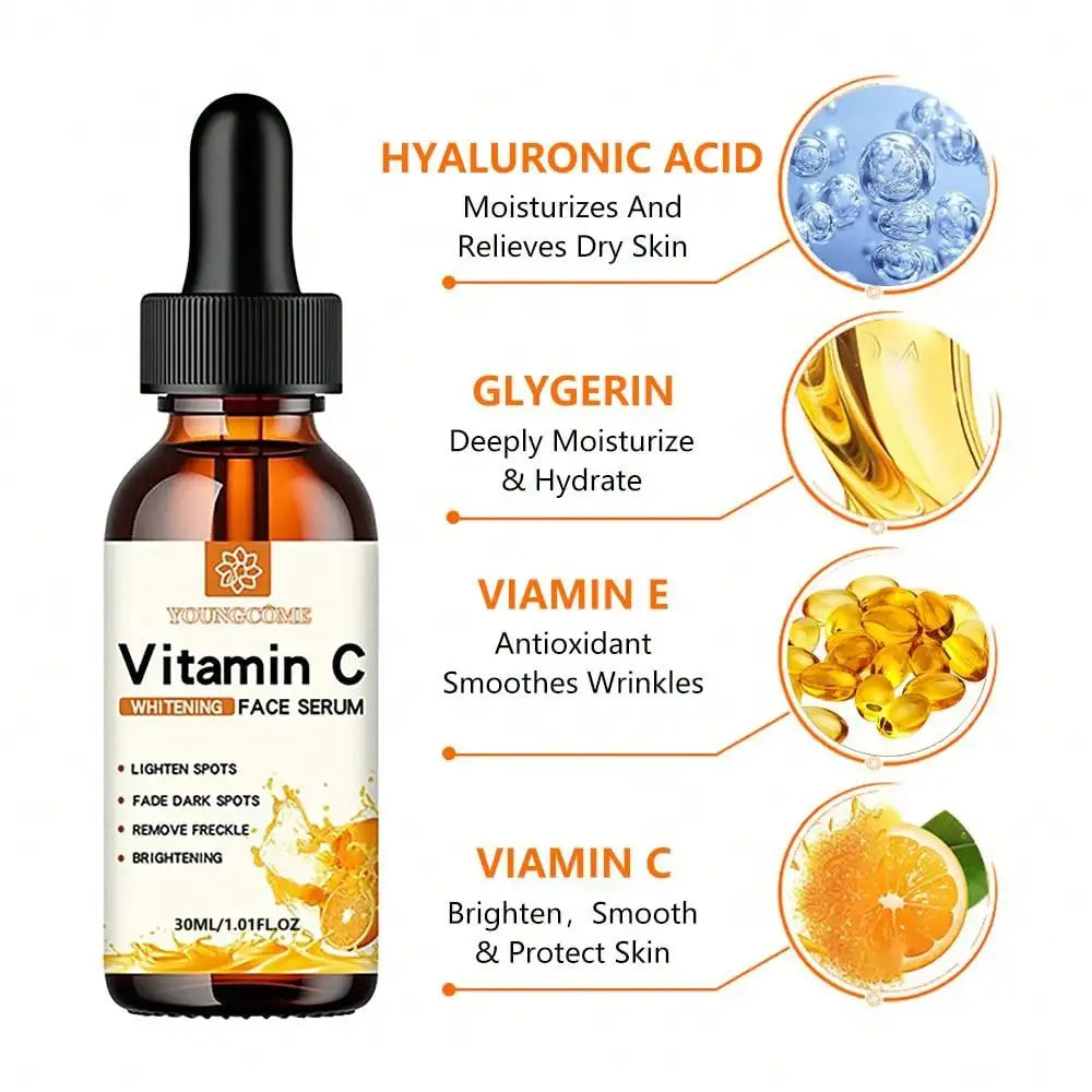 Vitamin C Facial Essence Contains Hyaluronic Acid Dark Spot Remover Moisturizing Repair Anti-Aging Essence Facial Skin Care 30Ml