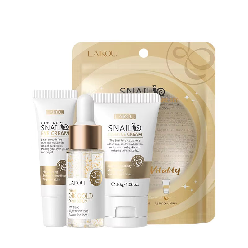 3Pcs/Set LAIKOU Vitamin C 24K Golden Sakura Skin Care Sets Face Cream Serum Eye Cream Moisturizing anti Wrinkles Face Care Kit